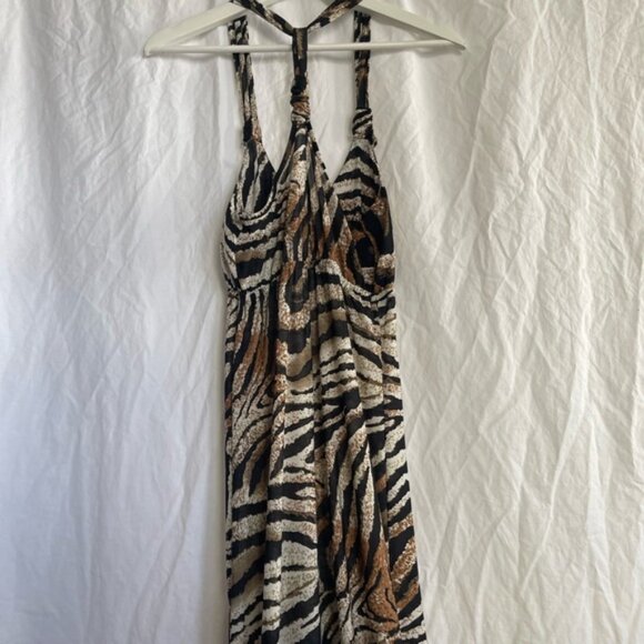 FCNY Vintage Y2K Zebra Print Halter Maxi Dress Size Small - Picture 11 of 14